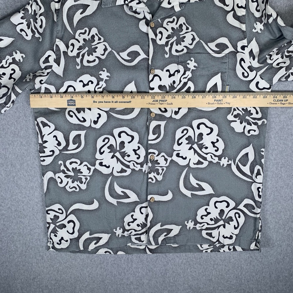 Vintage Billabong Hawaiian Shirt Medium Gray Surf Floral Made In USA - Picture 15 of 16